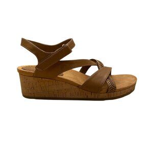 Baretraps Women's Brown Faux Leather Strappy Nichole Wedge Sandals Size 9M